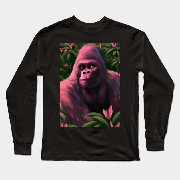 Pink Gorilla Long Sleeve T-Shirt by maxcode